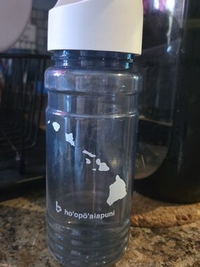Clear Hawaiian Islands Water Bottle with White Lid
